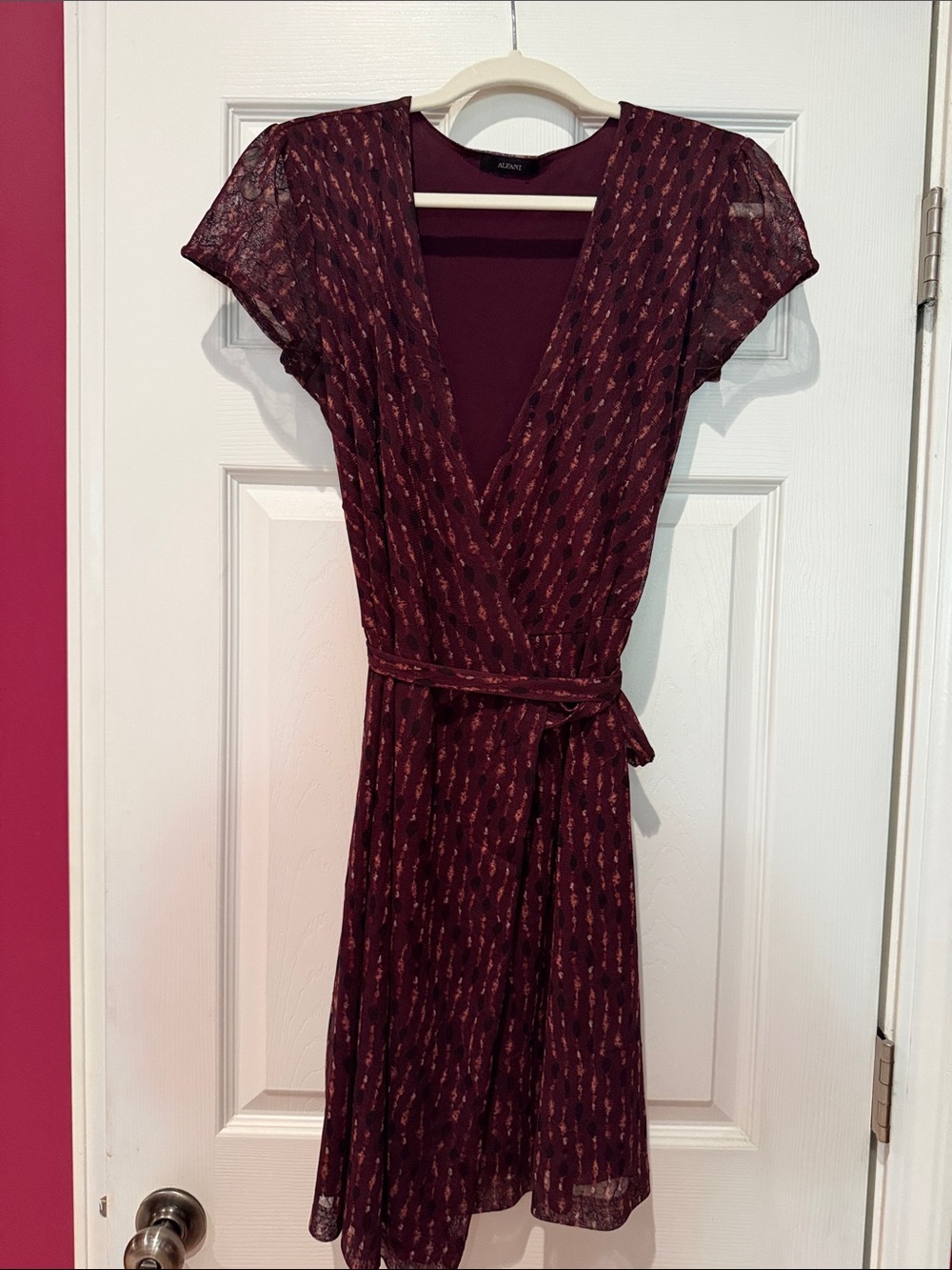 Alfani Burgundy Wrap Midi Dress